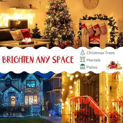 3 Pack Warm White Twinkling Christmas String Lights - 35Ft, Slow Flicker, Indoor Outdoor