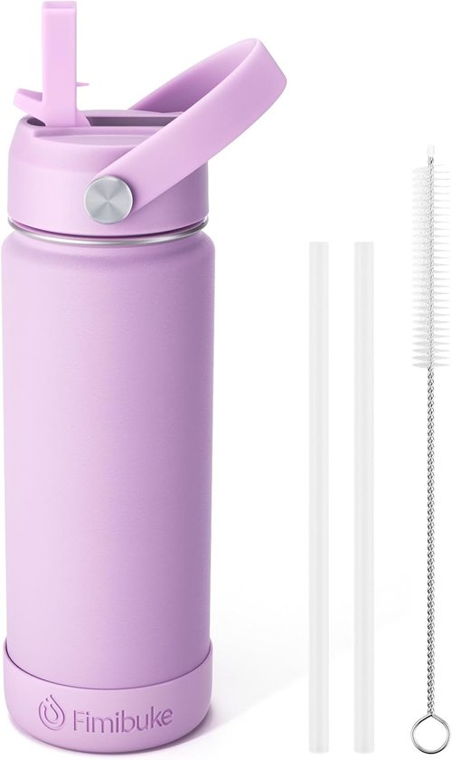 Fimibuke Kids Insulated Water Bottle - 18oz BPA-Free Stainless Steel Tumbler with Straw | Lilac Color