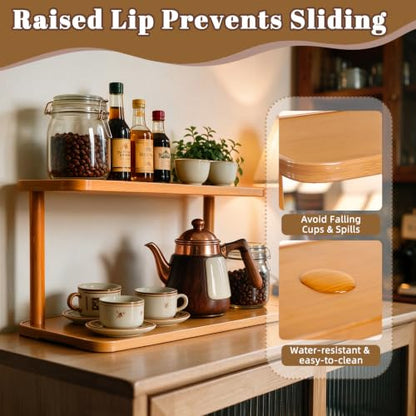 Walnut Brown 2-Tier Coffee Station Organizer & Mug Holder for Countertop