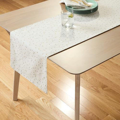 Reversible Holiday Table Runner 15x72 Inches Cotton Metallic Dot Pattern