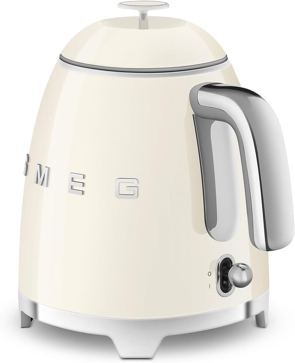 SMEG Mini 50's Retro Electric Kettle - 3 Cup Capacity, Double Wall Design, Cream Color