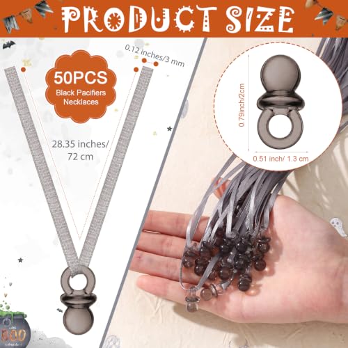 Halloween Baby Shower Game Pacifier Necklace Set - Black & Ghost Design