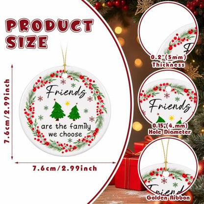 Friendship Christmas Ornaments - Ceramic Heart Gifts for Friends, 12 Sets - Variations of Ceramic / Friends / 12
