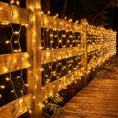 Outdoor Gold Christmas String Lights - 21.63 ft, 100 Incandescent Bulbs, Green Wire