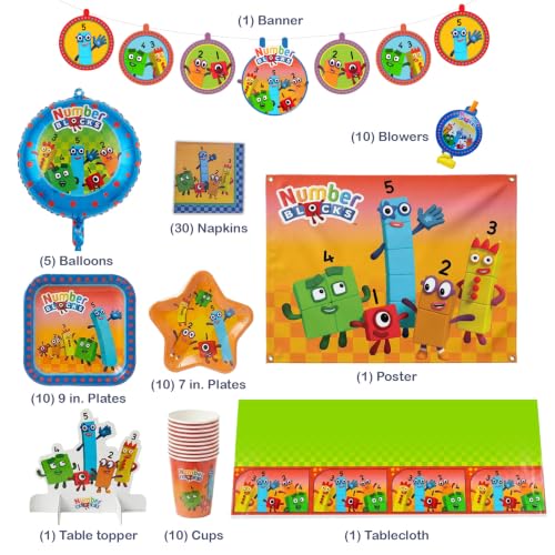 Numberblocks Deluxe Party Supplies Kit for 10 Guests - 79 Pieces