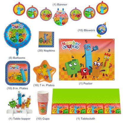 Numberblocks Deluxe Party Supplies Kit for 10 Guests - 79 Pieces