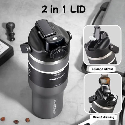 Skiennix 32 oz Stainless Steel Insulated Tumbler - 100% Leak-Proof, Stylish Travel Water Bottle with Handle & Straw