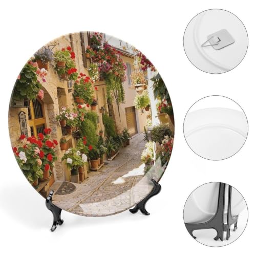 Tuscany Town Scenery Alley Bone China Decorative Plate - Artful Home Decor