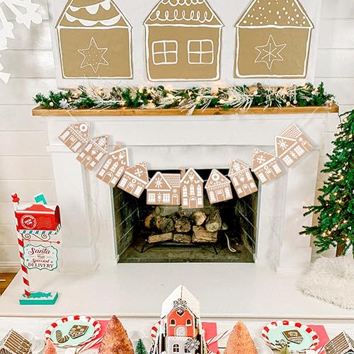 Christmas Gingerbread House Hanging Banner - Holiday Decor Garland