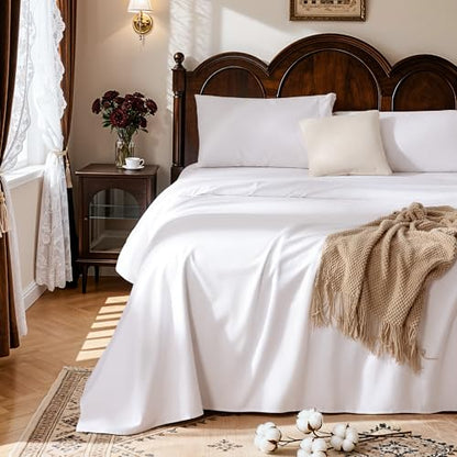 White Queen Egyptian Cotton Bed Sheet Set 1000 TC Deep Pocket 16"