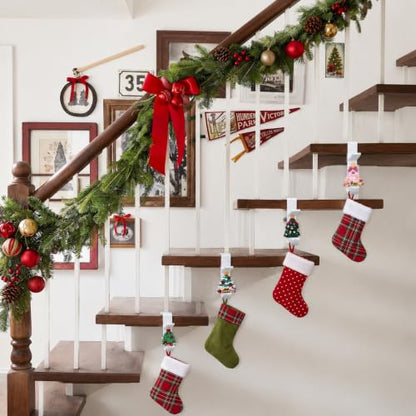 White 4 Pack 2-in-1 Garland & Christmas Stocking Holders for Mantle