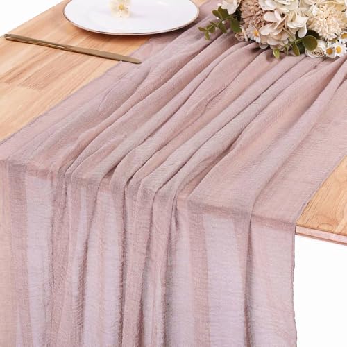 Linen Grey 13.3ft Cheesecloth Table Runner 35x157 Inches Boho Rustic Decor