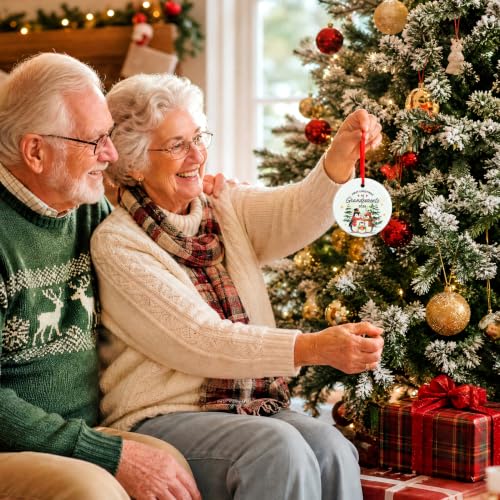 First Christmas as Grandparents Ceramic Ornament with Gift Box - Variation of Grandparents