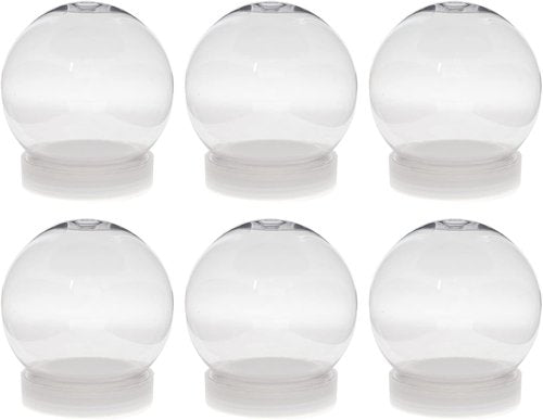 Creative Hobbies | Pack of 6 DIY Snow Globe Water Globes - 100mm Clear Plastic with Screw-Off Cap