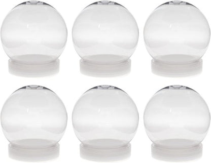 Creative Hobbies | Pack of 6 DIY Snow Globe Water Globes - 100mm Clear Plastic with Screw-Off Cap