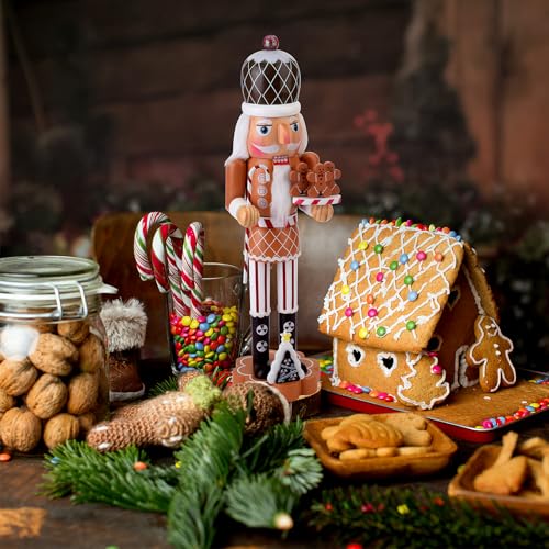 Gingerbread Nutcracker Soldier Decoration - 14.4 Inch Holiday Figure