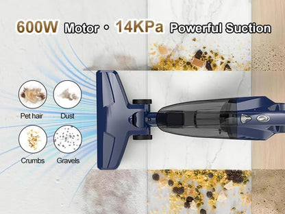 Skiennix Corded Vacuum Cleaner - 14KPa Powerful Suction, Lightweight Stick Design, Converts to Handheld for Pet Hair & Hard Floors