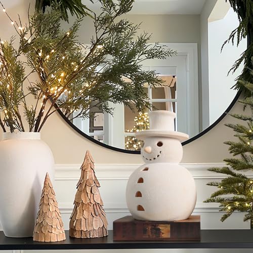 Small Handmade Terracotta Snowman Figurine - Rustic Christmas Decor