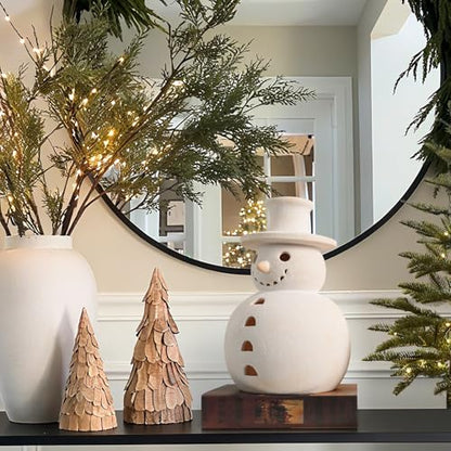 Small Handmade Terracotta Snowman Figurine - Rustic Christmas Decor