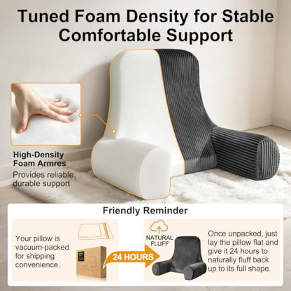 Reading Pillow for Bed Sitting Up with Back Support and Arms