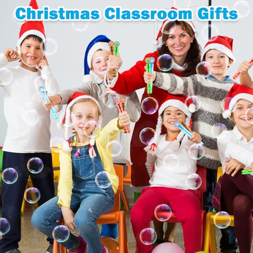 Christmas Mini Bubble Wands Set - 64 Pack with Santa, Tree, Snowman & Reindeer Designs - Holiday Party Favors & Gifts Variation of THIS listing