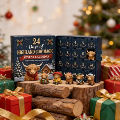 24 Days Highland Cow Advent Calendar - FF Christmas Holiday Countdown