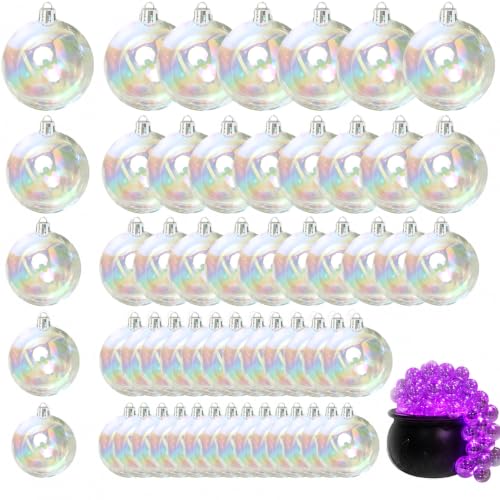 60PCS Iridescent Clear Ornament Balls Set - Halloween & Christmas Decor
