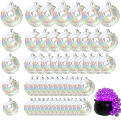 60PCS Iridescent Clear Ornament Balls Set - Halloween & Christmas Decor