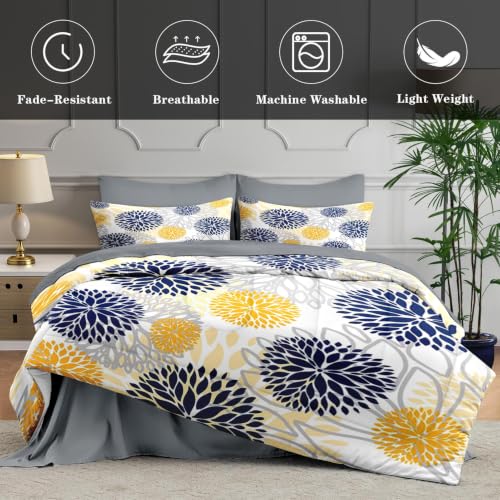 Queen Size Floral Hydrangea Comforter Set - Dahlia Floral Variation