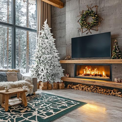 6.5 Ft Mountain Pine Flocked Christmas Tree with Stand - Unlit