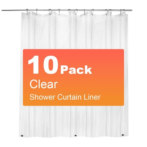 ZEMAHOME 10 Pack PEVA Plastic Shower Curtain Liner Premium Light Weight 72" x 72" Clear Bathroom Shower Showroom Curtain Liner with Rustproof Metal Gromments and Weighted Magnet