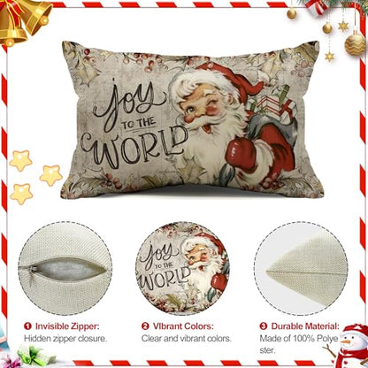Multicolor Christmas Pillow Covers Set of 4 12x20 Santa Claus Decor