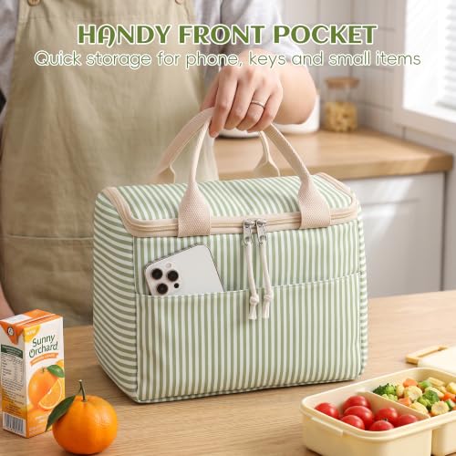 Insulated Lunch Tote Bag for Women and Men Light Green Reusable Cooler