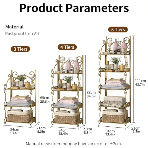 European Style Folding Storage Shelf - White, 3/4/5 Tier Rustproof Iron Organizer Rack