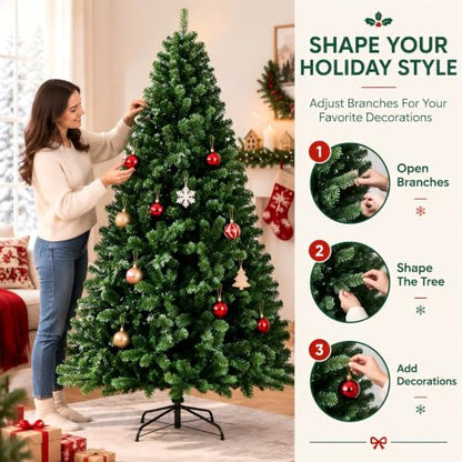 8 Ft Green Artificial Christmas Tree with Hinged Branches, Bag & Gloves - Variation of THIS listing