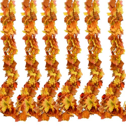 Artificial Fall Maple Leaf Garland 6 Pack - 6 Ft Autumn Decor