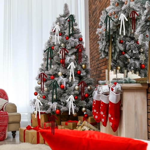 24 Pcs Festive Color Velvet Christmas Tree Bow 5x7 Inches - Holiday Decor
