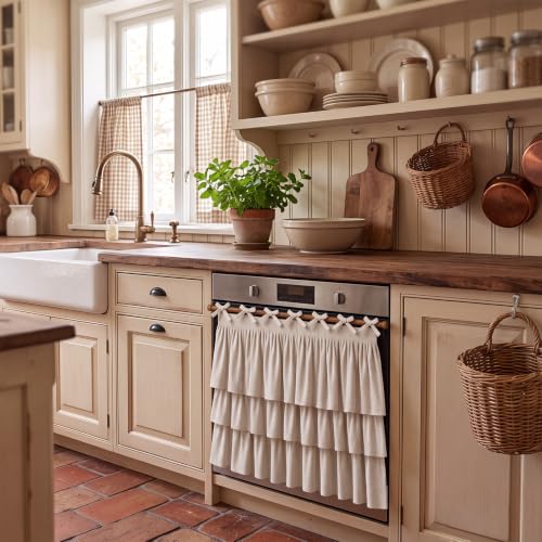 Farmhouse Linen Blend Oven Skirt Curtain for Kitchen Decor - Variations of Linen Blend