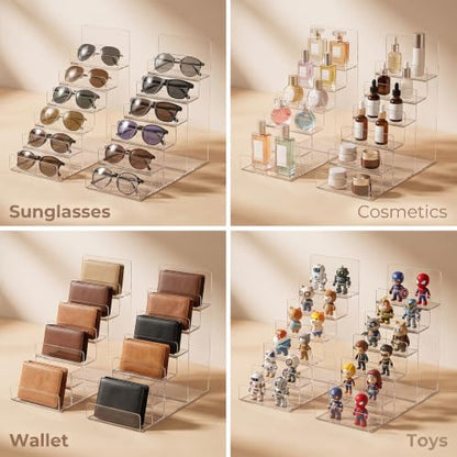 6-Tier Acrylic Wallet Display Stand Clear Organizer for Purses & Accessories