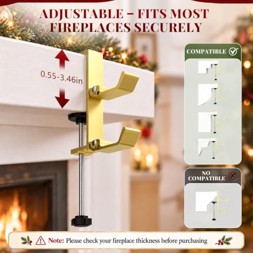 MIAOW Gold 4 Pack Stocking Holders for Mantle, Garland Hooks & Hangers
