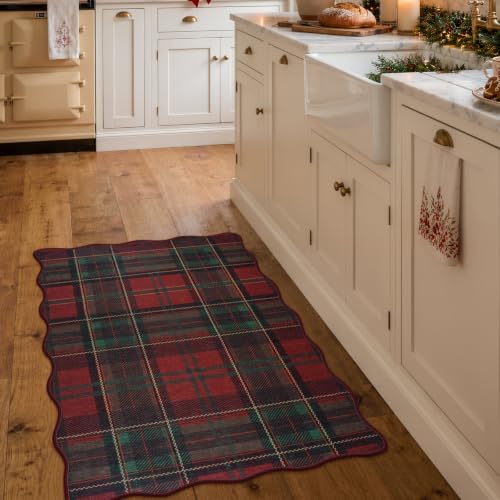 Beeiva Christmas Red Plaid Area Rug 2x3 Entryway Kitchen Decor - Deep Red