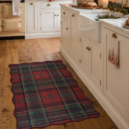 Beeiva Christmas Red Plaid Area Rug 2x3 Entryway Kitchen Decor - Deep Red
