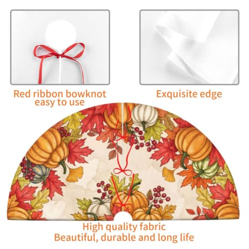 30-Inch Fall Pumpkin Maple Leaf Christmas Tree Skirt - Holiday Decor