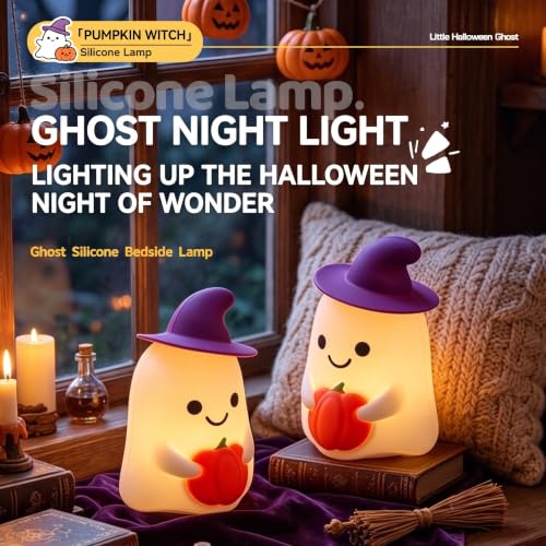 Rechargeable Ghost Night Light with Tap Control - Silicone Halloween Lamp