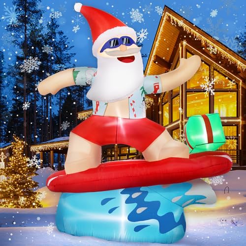 6ft Outdoor Inflatable Santa Christmas Decorations with Lights