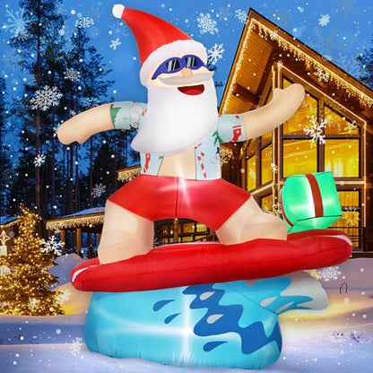 6ft Outdoor Inflatable Santa Christmas Decorations with Lights