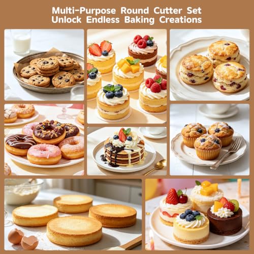 Stainless Steel 5-Piece Round Cookie Cutter Set - Baking & Biscuit Molds