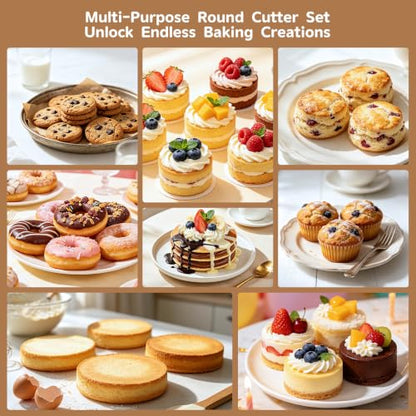 Stainless Steel 5-Piece Round Cookie Cutter Set - Baking & Biscuit Molds
