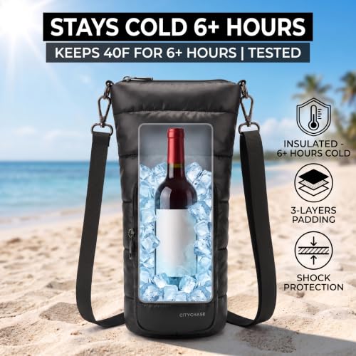 Insulated Wine Carrier Tote Bag with Leakproof Design for Travel Picnic Beach