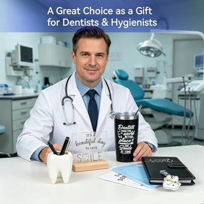 Dentist Gifts Set for Men with Tumbler Socks Pen Holder Notepad Keychain